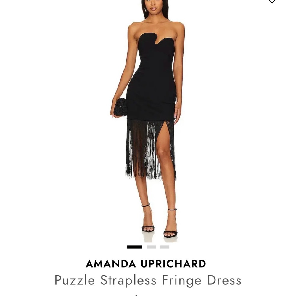 Amanda Uprichard Strapless Black Fringe Dress